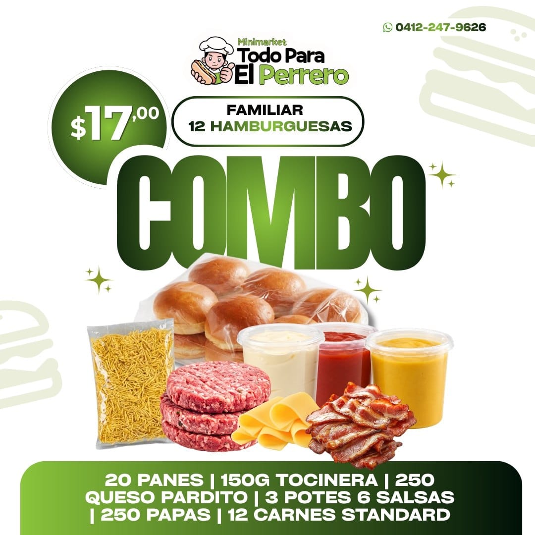 Combo Familiar 12 Hamburguesas $17