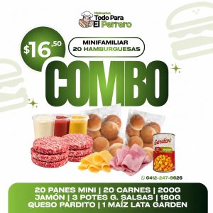 Combo Minifamiliar 20 Hamburguesas $16.50